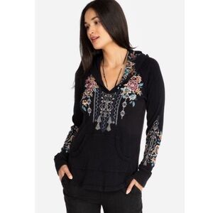 Johnny Was Embroidered Hooded Waffle Long Sleeve size m